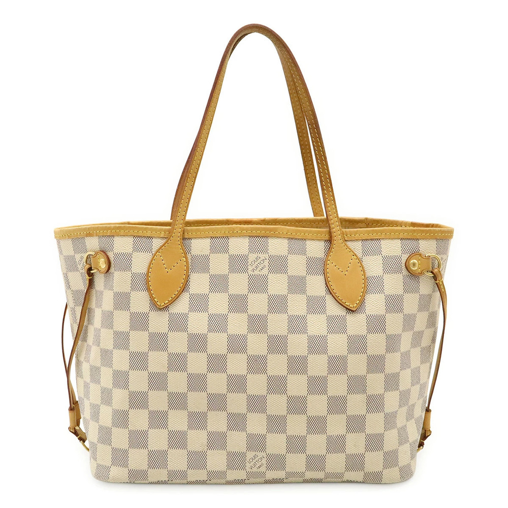 LOUIS VUITTON Damier Azur White Neverfull Tote Bag Handbag Shoulder